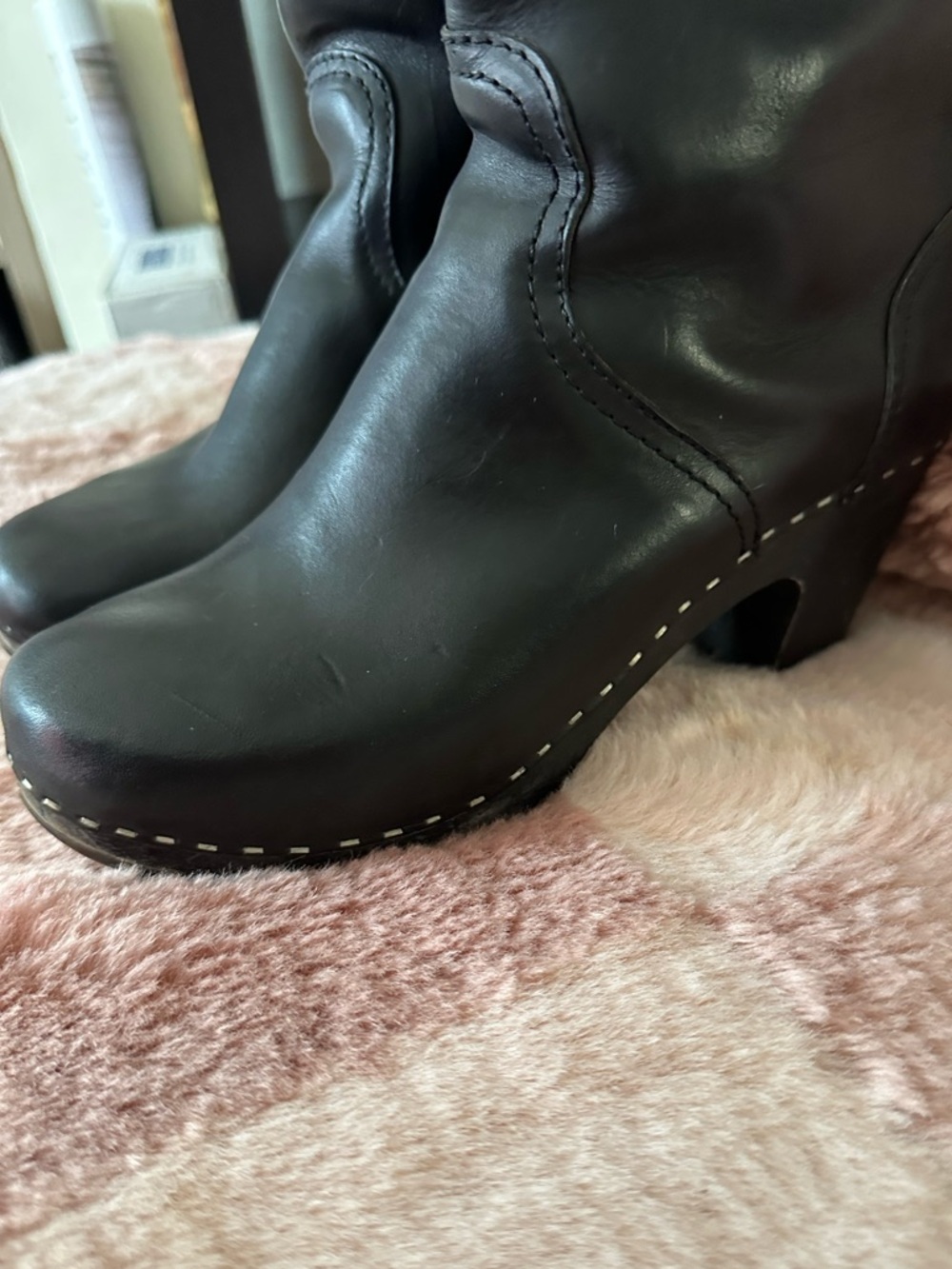Swedish Hasbeens knee high black leather boots size 8.5 made in Italy - Picture 5 of 8